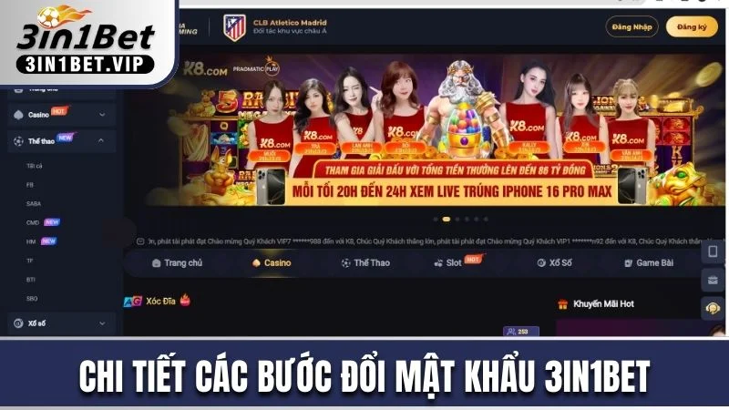 Hướng Dẫn đăng ký 3in1bet Chi Tiết Từ A Đến Z Cho Tân binh 3 Chi tiết các bước đổi mật khẩu 3in1bet