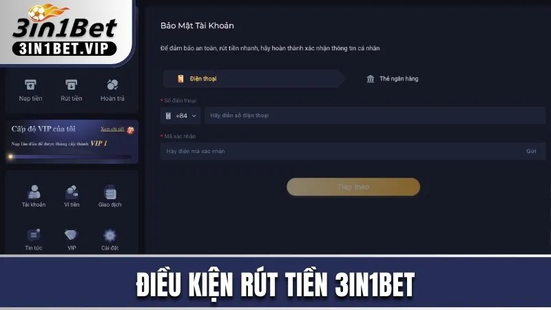 Rút Tiền 3in1bet - Giao Dịch Siêu Tốc, An Toàn, Bảo Mật 1 Điều kiện rút tiền 3in1bet