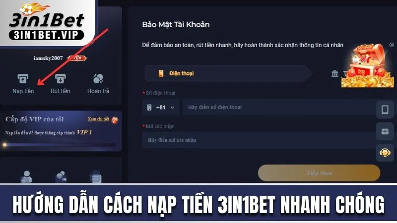 Nạp Tiền 3in1bet - Chuyển Vốn Thành Công Cá Cược Liền Tay 1 Hướng dẫn chi tiết cách nạp tiền 3in1bet dễ dàng